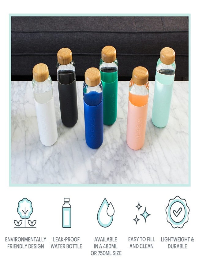 SOMA BPA-Free Glass Water Bottle with Silicone Sleeve, Sapphire, 17oz - Image 3