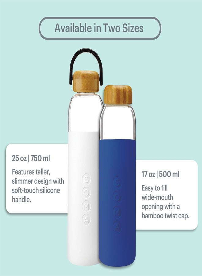 SOMA BPA-Free Glass Water Bottle with Silicone Sleeve, Sapphire, 17oz - Image 4