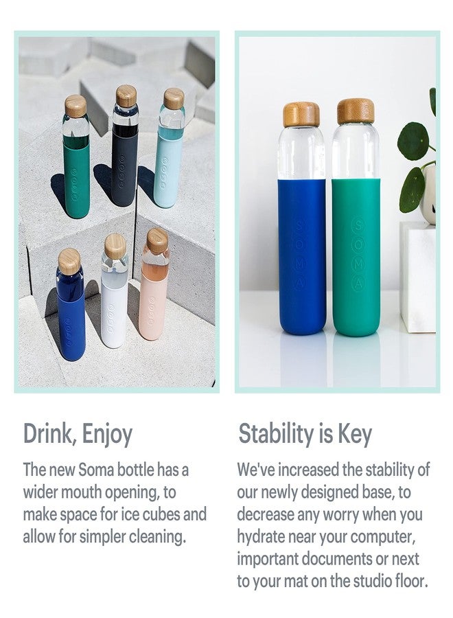 SOMA BPA-Free Glass Water Bottle with Silicone Sleeve, Sapphire, 17oz - Image 5