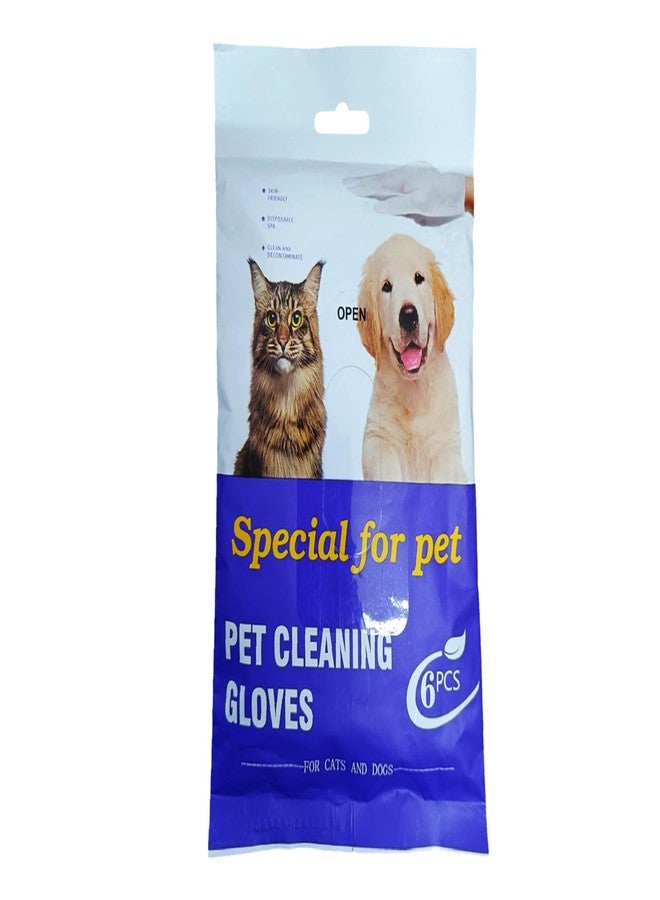 Litvibes Pet Waterless Wipes Glove,Dogs & Cats Cleaning Antibacterial Shampoo Infused Disposable Cleaning Tool,Grooming,Bathing & Dry Deep Cleansing,Non-Alcoholic,Lick & Skin Friendly - 6 Wipe Gloves - Image 1