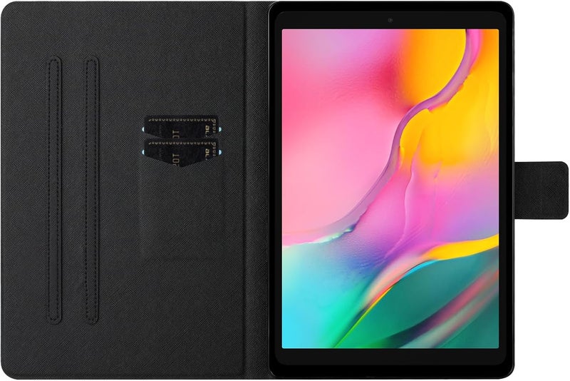 LSPCASA غلاف لـ Samsung Galaxy Tab A مقاس 10.1 بوصة (2019) غلاف واقي من جلد PU مع حاملات بطاقات ووظيفة حامل - غلاف جهاز لوحي قابل للطي لـ Galaxy Tab A (SM-T510/SM-T515)، مكعبات ملونة - Image 2