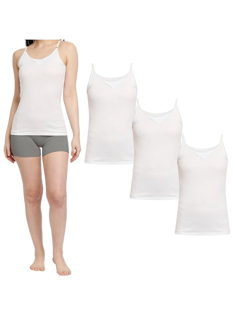 BYC GIRLS ADJUSTABLE STRAP COTTON CAMISOLE (PACK OF 3) - WHITE - Image 1