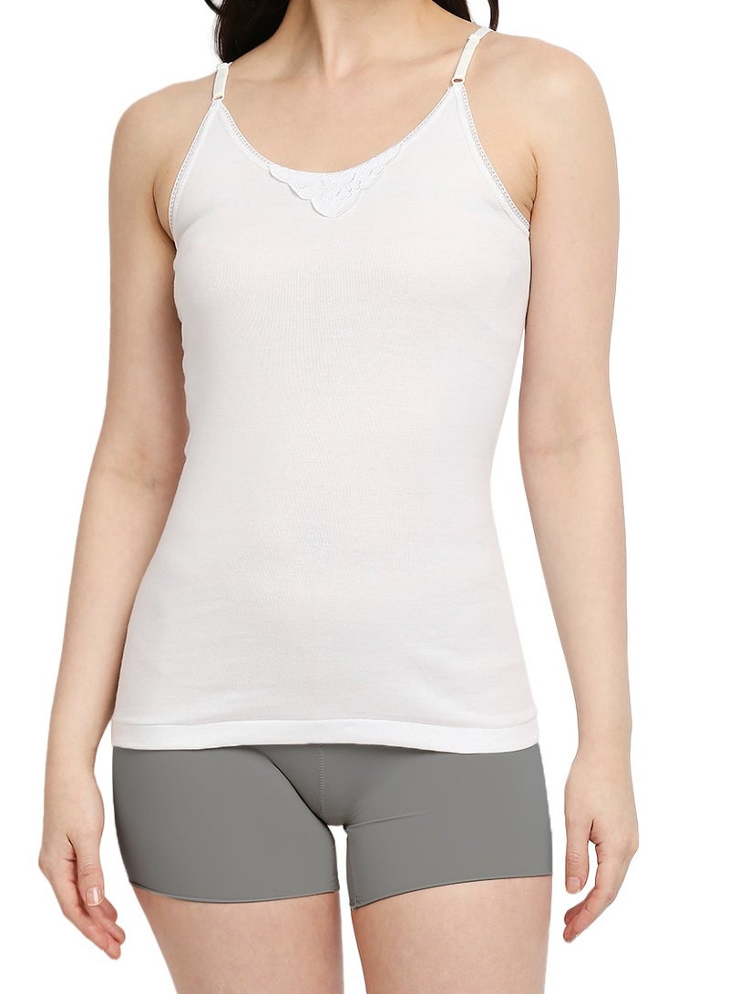 BYC GIRLS ADJUSTABLE STRAP COTTON CAMISOLE (PACK OF 3) - WHITE - Image 3