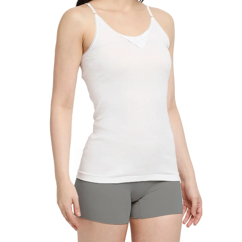 BYC GIRLS ADJUSTABLE STRAP COTTON CAMISOLE (PACK OF 3) - WHITE