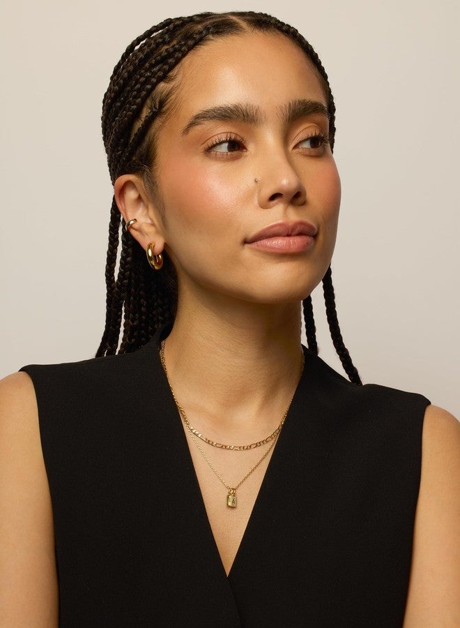 بافوا قلادة PAVOI مطلية بالذهب الأصفر عيار 14 قيراطًا، تحمل حرفًا أوليًا مزدوجًا على شكل لوحة تعريف للكلاب | قلادات رقيقة مرصعة بالزركونيا المكعبة على شكل حرف، بسلسلة صندوقية دائرية للنساء | حرف A - Image 3