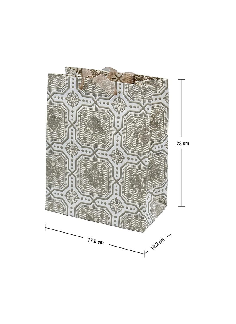 iLife - iLife Gift Bags 12 Pcs Paper Bags with Handles Bulk, Shopping Bags Retail Bags Paper Gift Bags (Light Mehndi) 17.8 * 10.2 * 23CM - Image 1