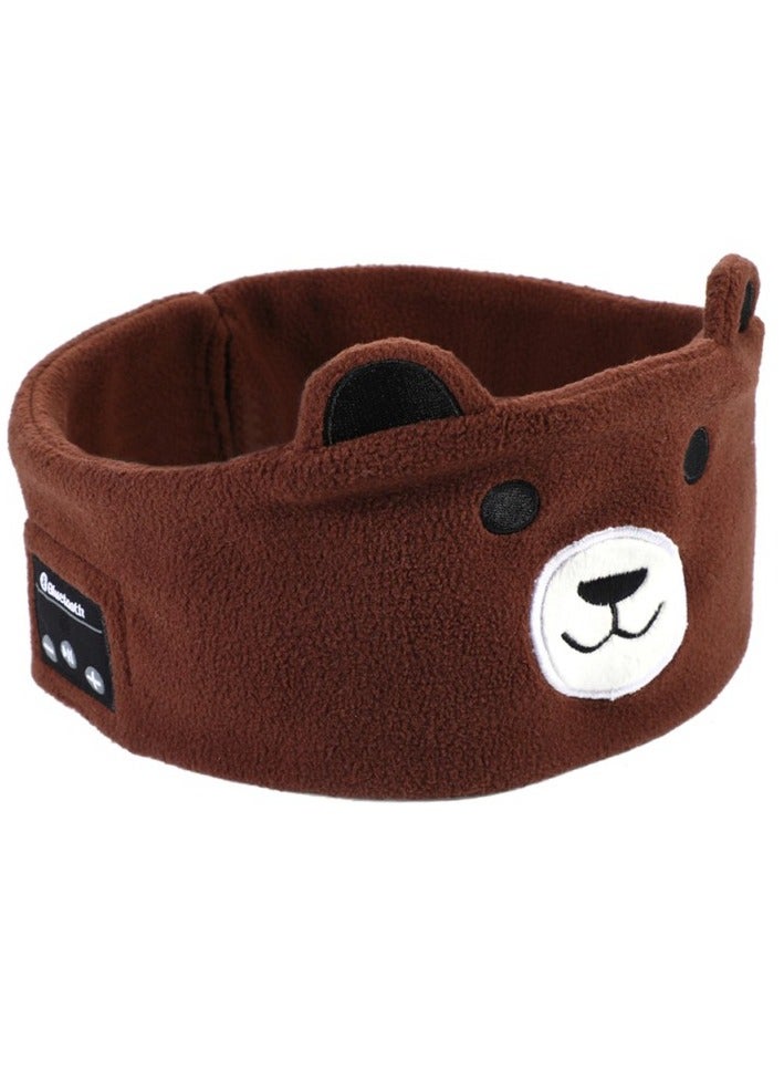 ارواق عصابة رأس للأطفال، سماعات رأس لاسلكية فوق الأذن، عصابة رأس موسيقى من الصوف الناعم المرن المحمول، سماعات نوم مريحة للأطفال الرضع والأطفال الصغار، (قطعة واحدة، بني) - Image 1