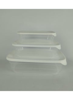 max plast Max Plast Plastic Fridge Container Set, 3 different sized containers with airtight lids  - Image 1