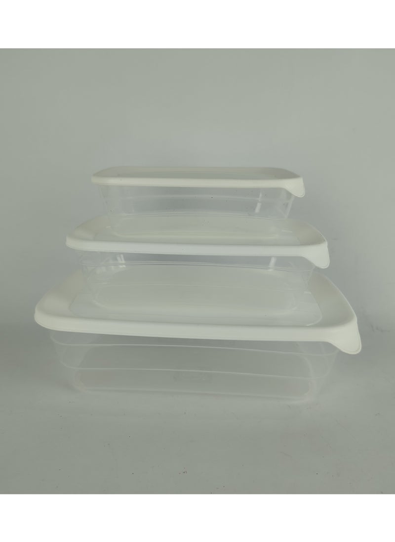 max plast - Max Plast Plastic Fridge Container Set, 3 different sized containers with airtight lids - Image 1