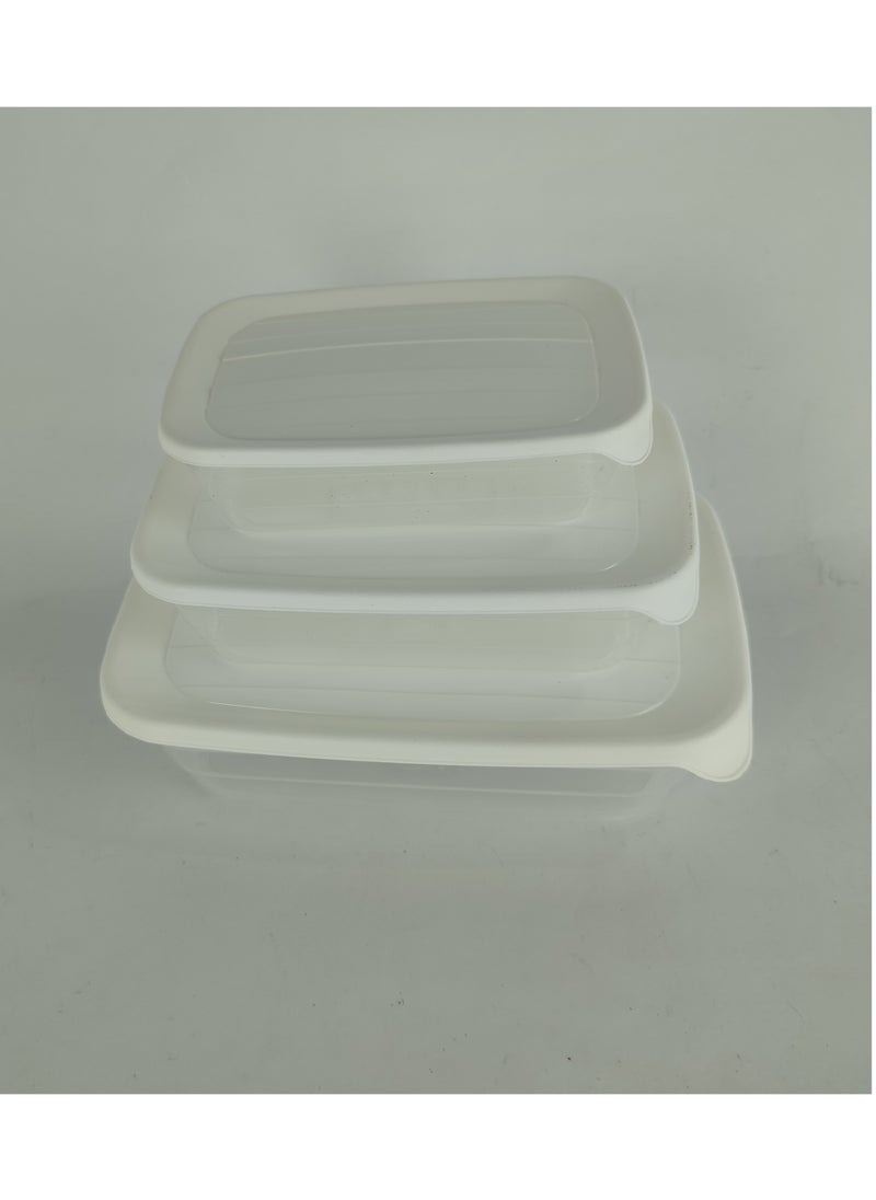 max plast - Max Plast Plastic Fridge Container Set, 3 different sized containers with airtight lids - Image 1