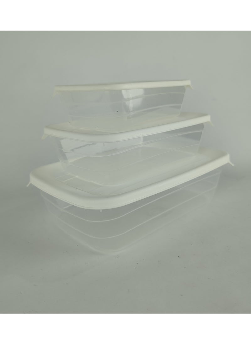 max plast - Max Plast Plastic Fridge Container Set, 3 different sized containers with airtight lids - Image 1