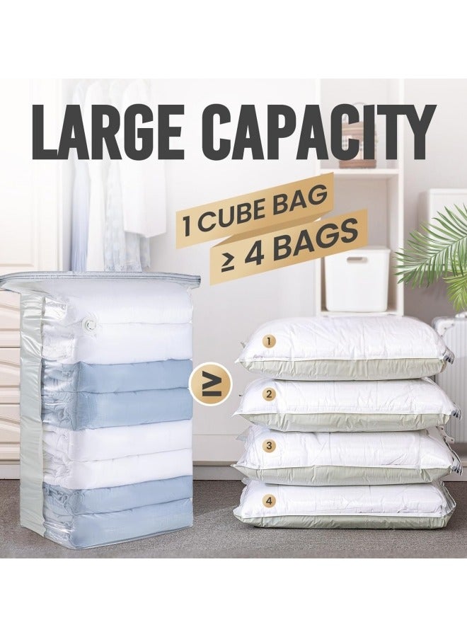 GGEROU 4-Piece Vacuum Storage Bags,No Pump Required,Space Saver Bags,Jumbo Cube bag,Extra Large Vacuum Sealer Bags for Comforters Blankets Bedding Duvet 100x80x32cm - Image 4