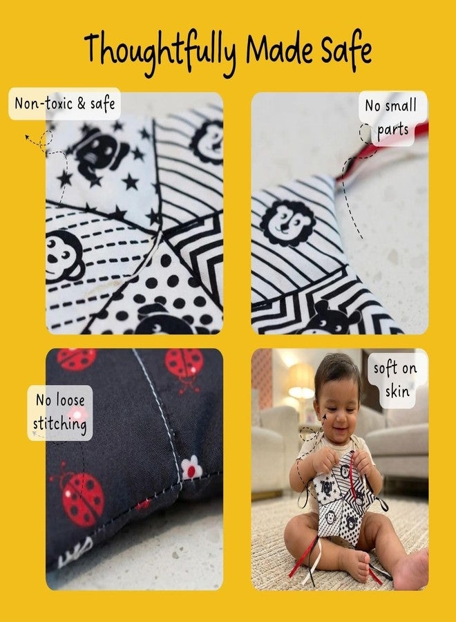 LiLLBUD Sensory Crinkle Mat for Babies (0-6 Months) - High Contrast Star-Shaped Baby Tummy Time Toy | Supports Visual Focus & Early Motor Skills | Newborn Baby Playing Mat Gift - Image 3