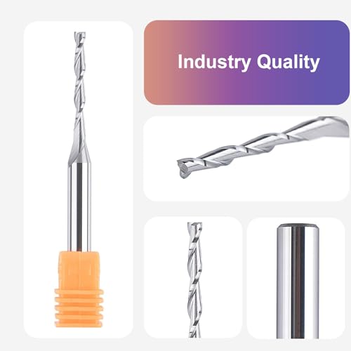 SpeTool Extra Long CNC Spiral Router Bits with Up Cut 1/8 inch Cutting Diameter, 1/4 inch Shank 3 inch Extra Long HRC55 Solid Carbide End Mill for Wood Cut, Carving - Image 3