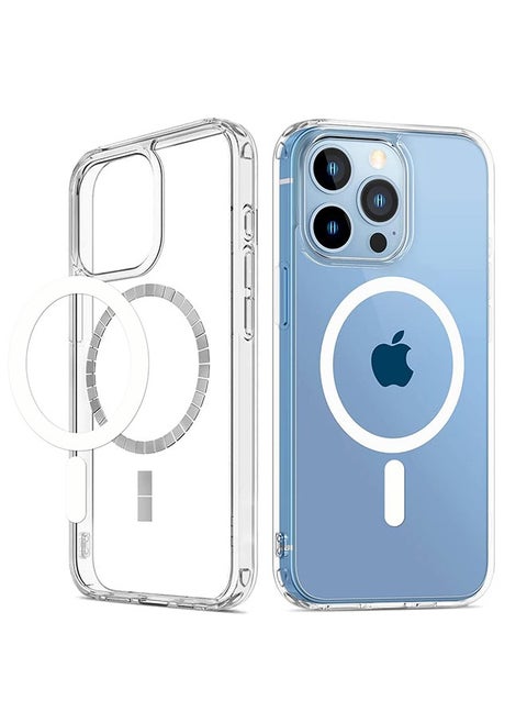 Magnetic Case for iPhone 15 Pro Compatible with MagSafe Wireless Charging, Shockproof Phone Bumper Cover Oil-Proof Non-Yellowing Anti-Scratch Clear Back