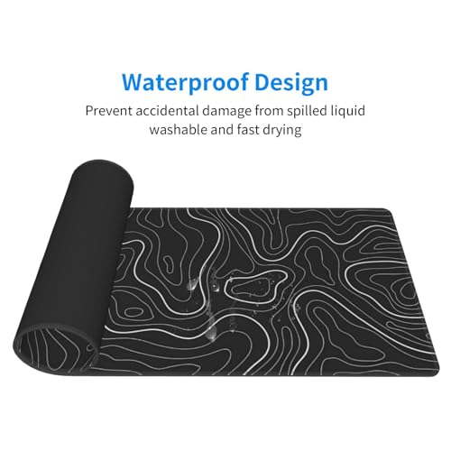 Brecoy Topographic Contour Extended Big Mouse Pad Large,Gaming Mouse Pad Desk Pad,31.5x11.8 Inch Long Computer Keyboard Mouse Mat Mousepad with 3mm Non-Slip Base and Stitched Edge for Gaming and Office - Image 3