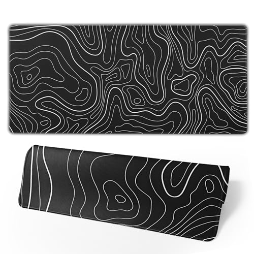 Brecoy Topographic Contour Extended Big Mouse Pad Large,Gaming Mouse Pad Desk Pad,31.5x11.8 Inch Long Computer Keyboard Mouse Mat Mousepad with 3mm Non-Slip Base and Stitched Edge for Gaming and Office - Image 1