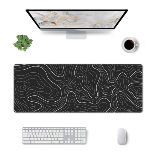 Brecoy Topographic Contour Extended Big Mouse Pad Large,Gaming Mouse Pad Desk Pad,31.5x11.8 Inch Long Computer Keyboard Mouse Mat Mousepad with 3mm Non-Slip Base and Stitched Edge for Gaming and Office - Image 4