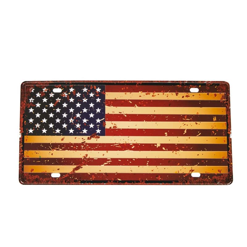 EAZYWAGON "Vintage USA-Flag" Vintage Retro Metal Signs - License Wall Plate, Car Tag - Ideal for Cafe, Restaurant, Shop, Home, Hotel, Club, Office, Living Area - Design Plaque - Image 1