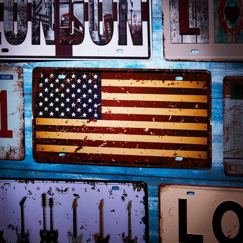 EAZYWAGON "Vintage USA-Flag" Vintage Retro Metal Signs - License Wall Plate, Car Tag - Ideal for Cafe, Restaurant, Shop, Home, Hotel, Club, Office, Living Area - Design Plaque - Image 2