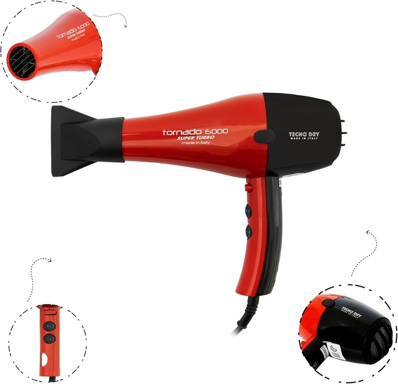 Tecnoelectra T6000 Tornado 6000 Super Turbo مجفف شعر - 2500 واط - Image 2
