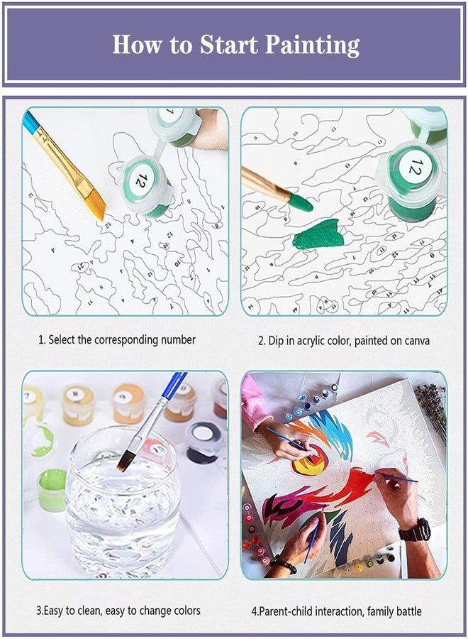 VIGEGU 4 Pack Paint by Numbers Kit for Adults Framed Canvas - with Wooden Easel,Adults' Paint-by-Number Kits Cat Giraffe Wolf Lion DIY Acrylic Animal Oil Painting Arts Crafts 7.8x11.8inch - Image 5