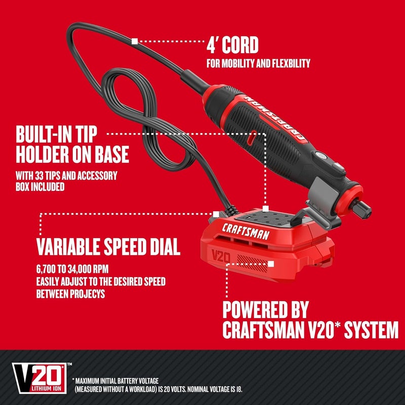 CRAFTSMAN أداة دوارة كرافتسمان V20 بدون سلك فقط CMCE030B - Image 2