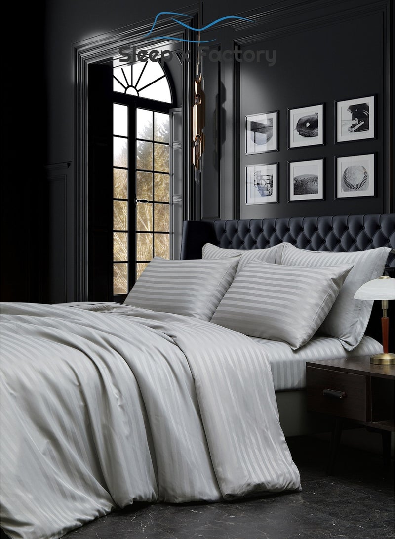 Sleep x Factory Ultimate Hotel Luxury Bedding Bundle – 14 cm Mattress Topper, Striped Comforter Set, 2 Cotton Pillows & Summer Vibes Room Fragrance - Image 5