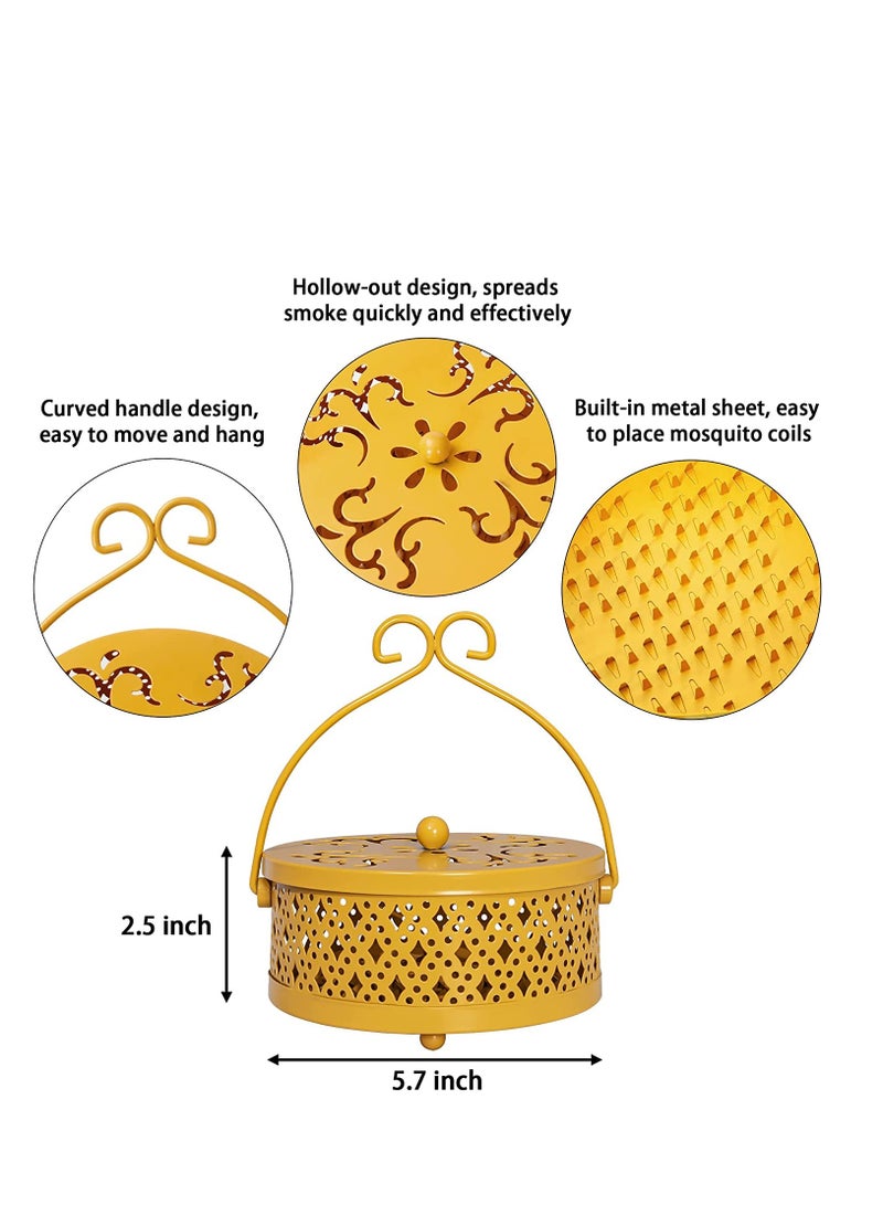 Excefore Mosquito Coil Holder, Retro Portable Mosquito Incense Burner for Home and Camping (Yellow) - Image 2
