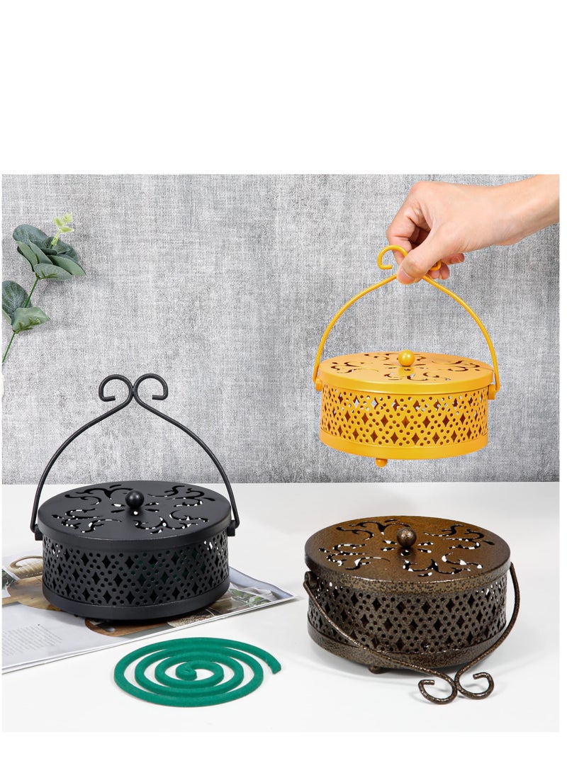 Excefore Mosquito Coil Holder, Retro Portable Mosquito Incense Burner for Home and Camping (Yellow) - Image 4