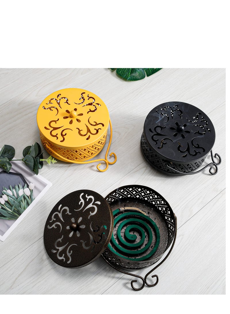 Excefore Mosquito Coil Holder, Retro Portable Mosquito Incense Burner for Home and Camping (Yellow) - Image 5