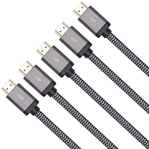 Monoprice 8K Certified Ultra High Speed HDMI Cable - Braided - HDMI 2.1, 8K@60Hz, 4K@120Hz, 48Gbps, HDR, VRR, CL2 In-Wall Rated, 6ft, Black - Image 2