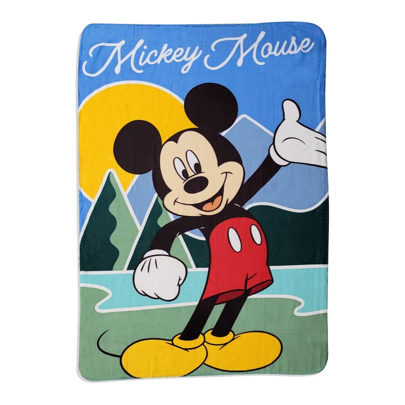 Disney Mickey Mouse BAM with Pink and Blue Comic Figures Cozy Fleece Blanket