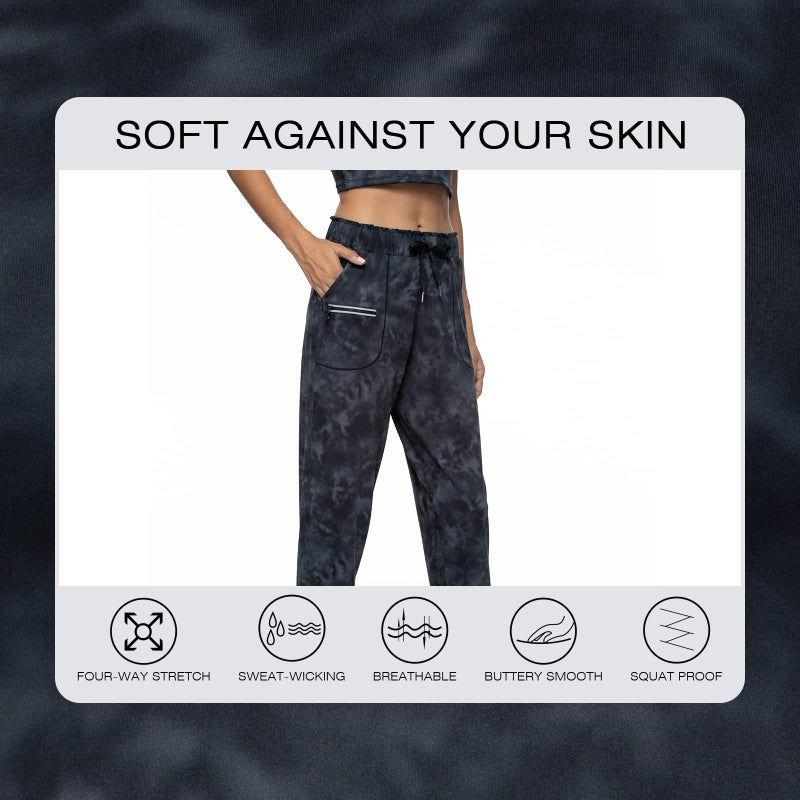 Haowind Joggers for Women with Pockets Elastic Waist Workout Sport Gym Pants Comfy Lounge Yoga Running Pants(Tie Dye Grey01 L) - Image 5