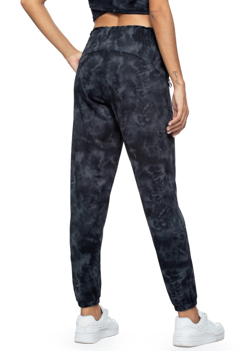 Haowind Joggers for Women with Pockets Elastic Waist Workout Sport Gym Pants Comfy Lounge Yoga Running Pants(Tie Dye Grey01 L) - Image 4