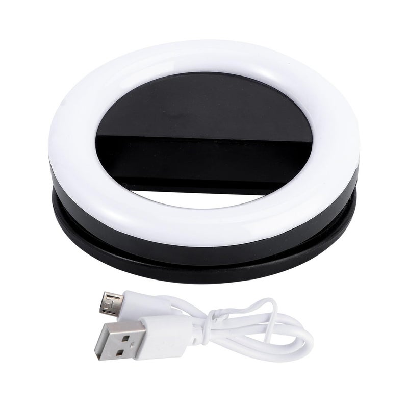 Clip On Selfie Ring Light 9 Brightness Levels 3 Lighting Modes For Streaming Makeup Photography Black - Image 2