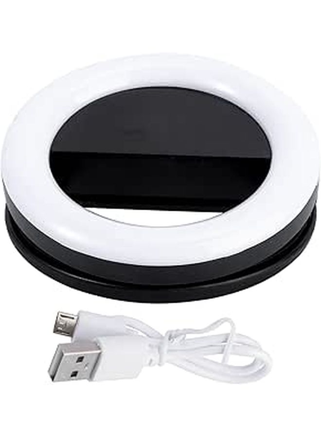 Clip On Selfie Ring Light 9 Brightness Levels 3 Lighting Modes For Streaming Makeup Photography Black - Image 1