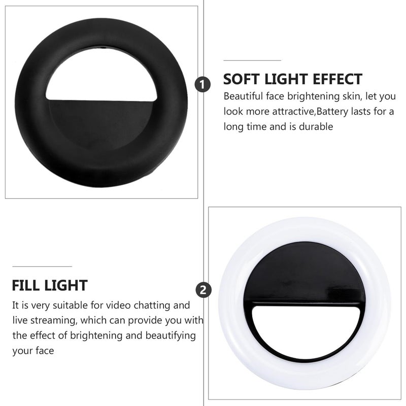 Clip On Selfie Ring Light 9 Brightness Levels 3 Lighting Modes For Streaming Makeup Photography Black - Image 5