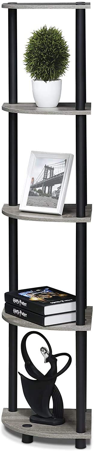 STAR WORK Set of 5 Corner Standing Rack Shelf TurnNTube End Table Corner Display Rack Hallway Living Room Metal Easy Assembly Space Saving Industrial Corner 5 - Image 5