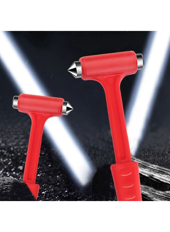 Red 2 in 1 Emergency Escape Hammer Window Breaker Glass Cleaner Fire Safety Tool - Image 2
