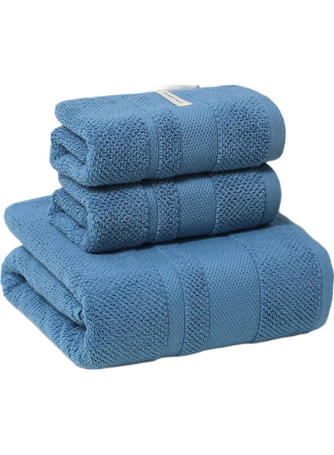 Grace Rudolf Antibacterial 1 Bath Towel + 2 Towels, Pure Cotton Adult Soft Absorbent Thickened All-Cotton For Men And Women, Home Use, Blue - Image 3
