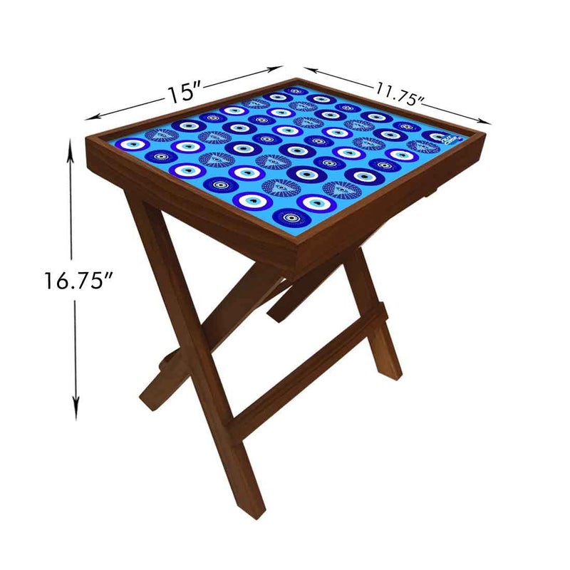Nutcase Wooden Folding Side Table for Living Room Sofa Circle Evil Eye Protector - Image 2