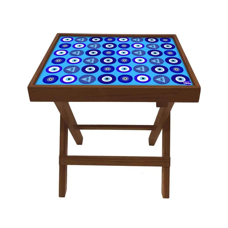 Nutcase Wooden Folding Side Table for Living Room Sofa Circle Evil Eye Protector - Image 3