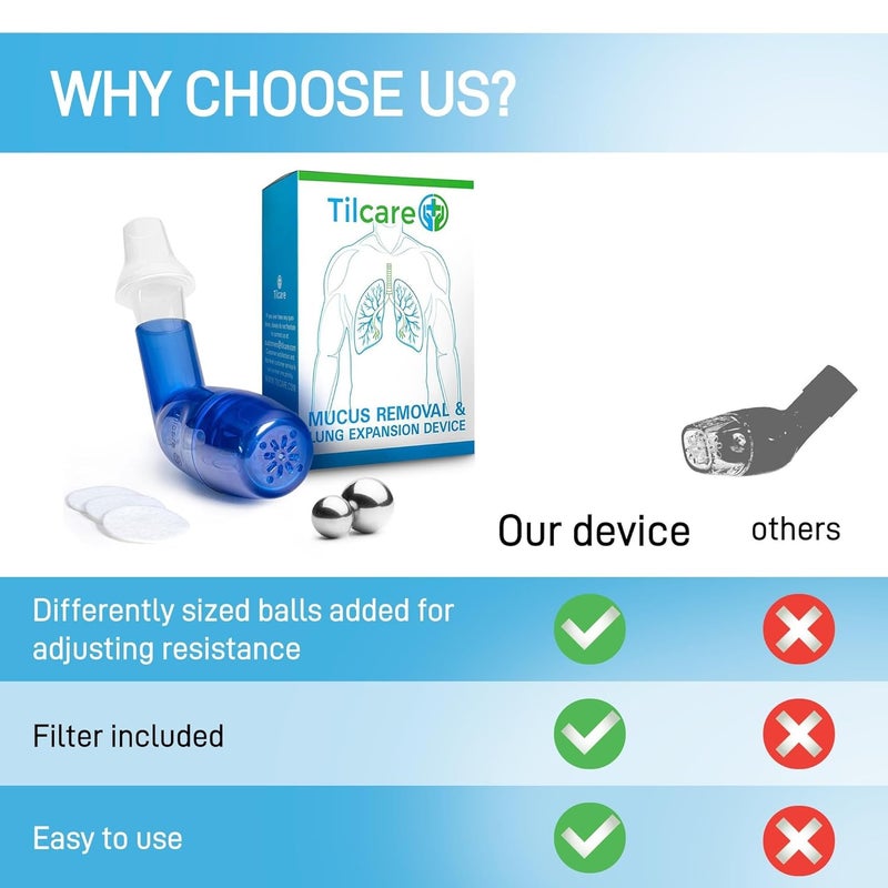 Tilcare Mucus Relief Cleanser Lung Expansion Device by Tilcare Breathing Exerciser for Better Fitness Sleep Perfect Treatment Aid for COPD Asthma Bronchitis Cystic Fibrosis OPEP Flutter Machine - Image 3