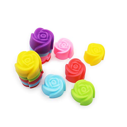 N2 Meiyouju 20 Pcs Reusable and Not Sticky Mini Flower Silicone Baking Cups,Mini Cupcake Liners,Muffin Chocolate Holders Truffle Cups, Easy Clean,Multicolor - Image 2