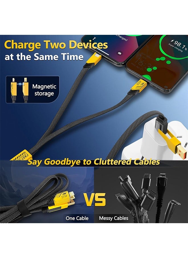 Generic - USB C Cable Lightning Cable 【4 in 1 65W Fast Charging Cable】 Flat Braided USB C to USB C Charger Cord, Multi Charging Cable Combo Type C/USB A/Lightning Port for iPhone/iPad/Samsung - Image 1