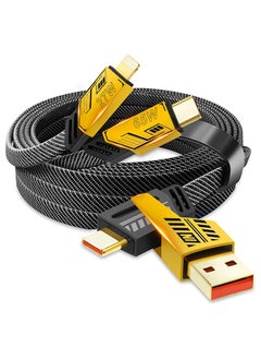 USB C Cable Lightning Cable 【4 in 1 65W Fast Charging Cable】 Flat Braided USB C to USB C Charger Cord, Multi Charging Cable Combo Type C/USB A/Lightning Port for iPhone/iPad/Samsung