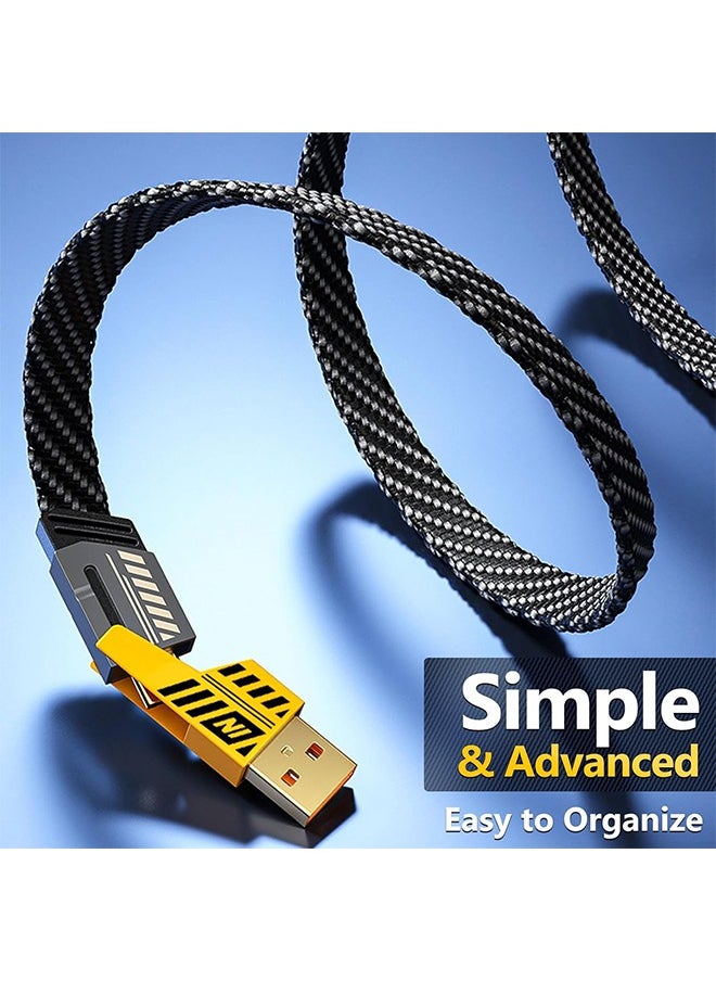 Generic - USB C Cable Lightning Cable 【4 in 1 65W Fast Charging Cable】 Flat Braided USB C to USB C Charger Cord, Multi Charging Cable Combo Type C/USB A/Lightning Port for iPhone/iPad/Samsung - Image 1