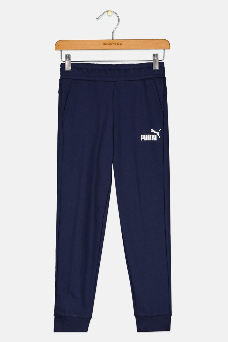 PUMA Kids Boy Sportswear Fit Brand Logo Drawstring Sweatpants, Navy Blue  - Image 1
