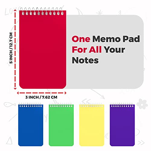 Alitte Small Notebooks, Spiral Notepads 3x5" - (Pack of 10) Pocket Notebook, Memo Pads For Home, Office, College, School - Lined College Ruled Paper - 5 Colored Notebooks, 75 Sheets Per Notebook - Image 4